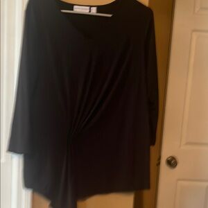 Susan Graver Black Relaxed Asymmetrical Blouse